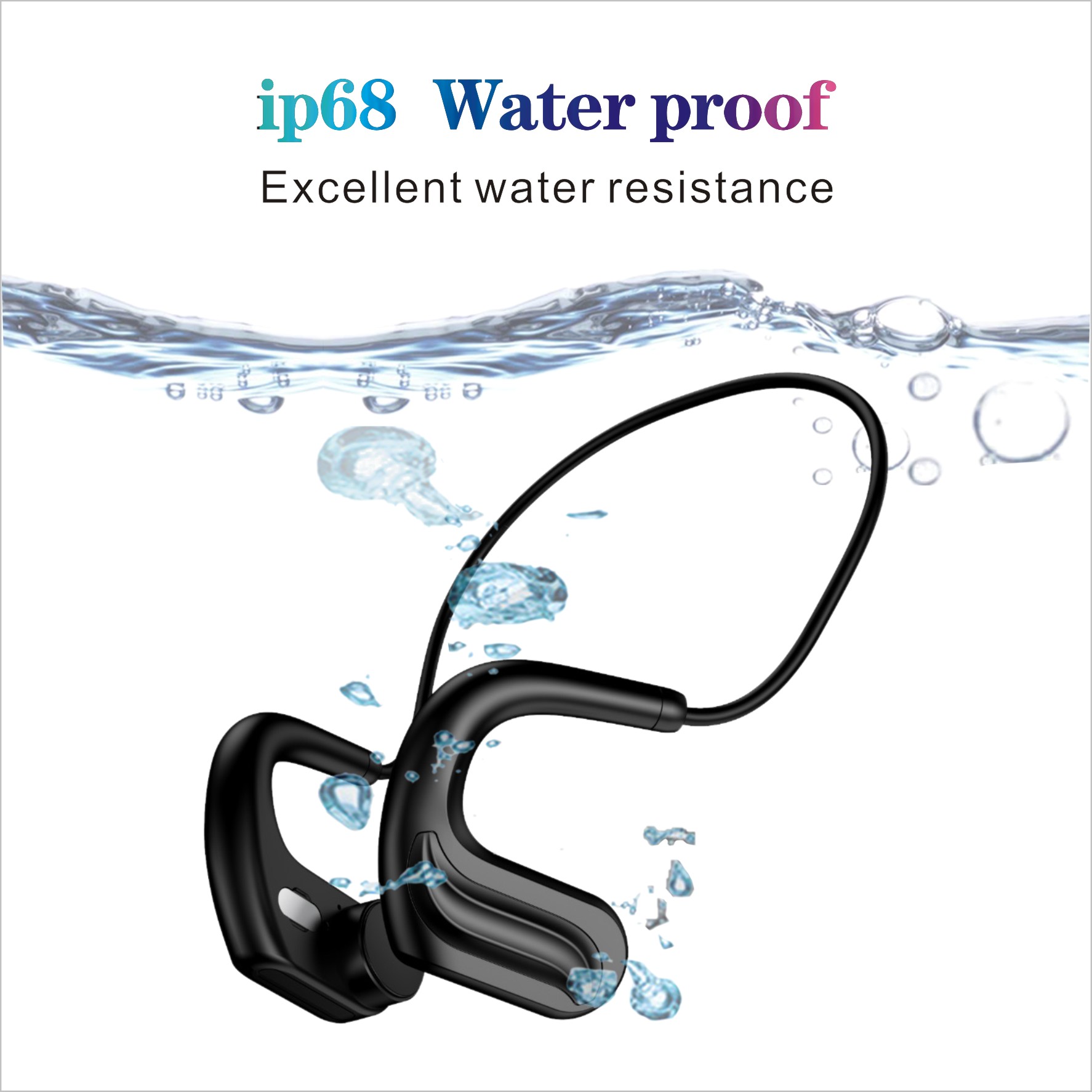 IPX8 waterproof bone conduction headphones for swimming
