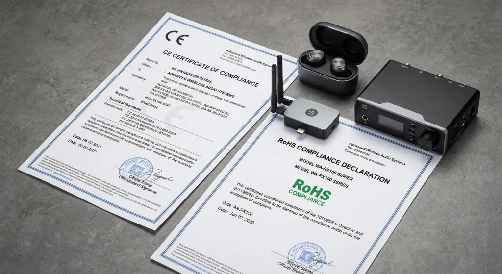 wireless audio hardware compliance testing documents for European import