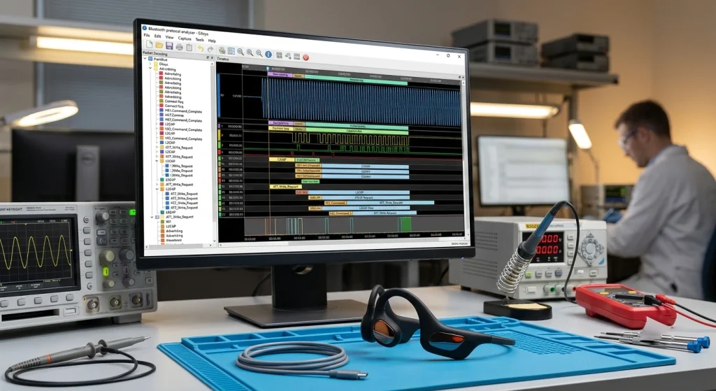 Automated calibration machine using high-precision microprobes to calibrate RF frequency settings on consumer audio circuit boards