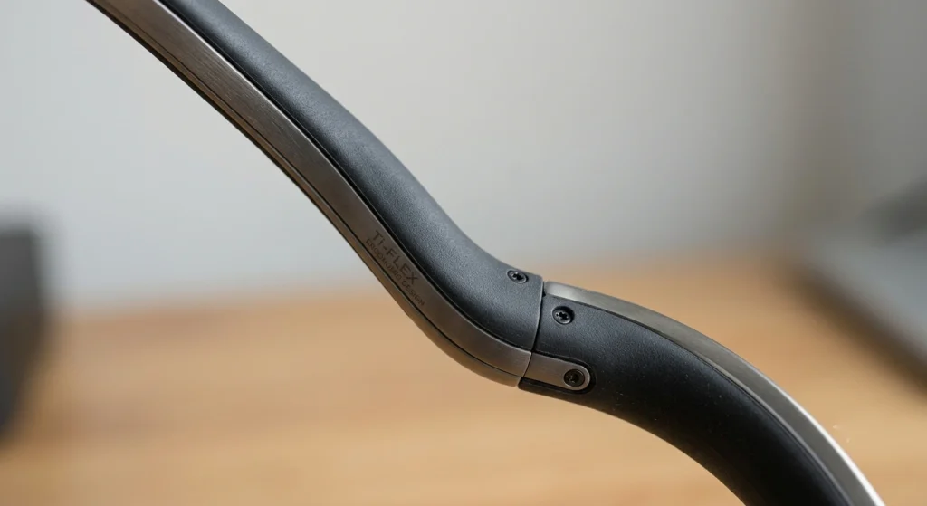 Flexible titanium frame / detail view / sports audio comfort design