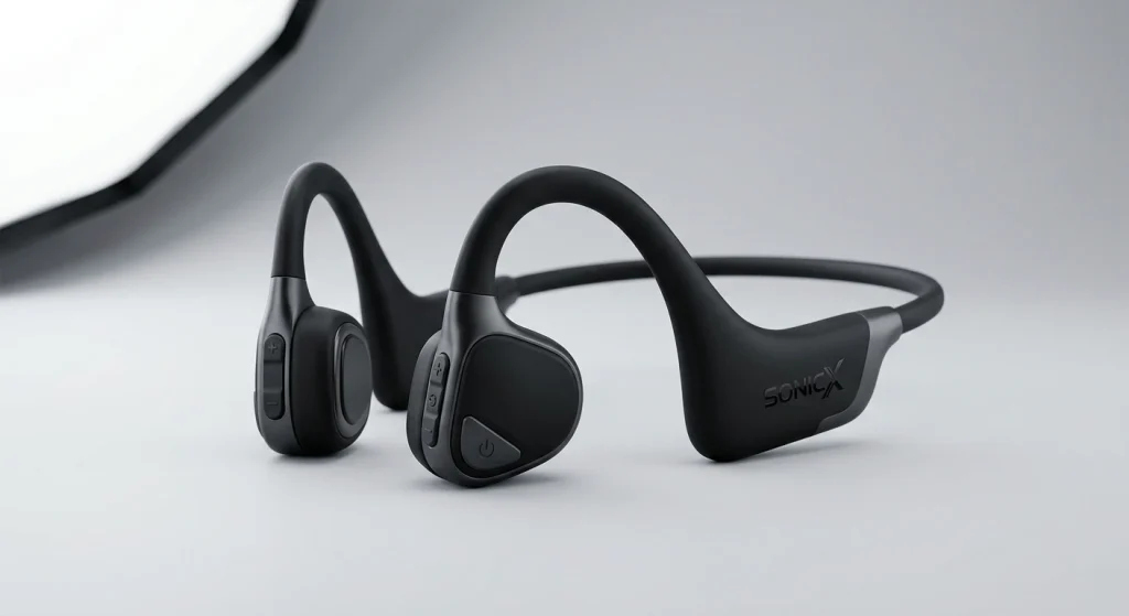 Modern bone conduction headphones design for professional audio branding