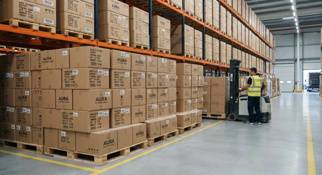 industrial warehouse logistics / export shipping cartons / supply chain preparation