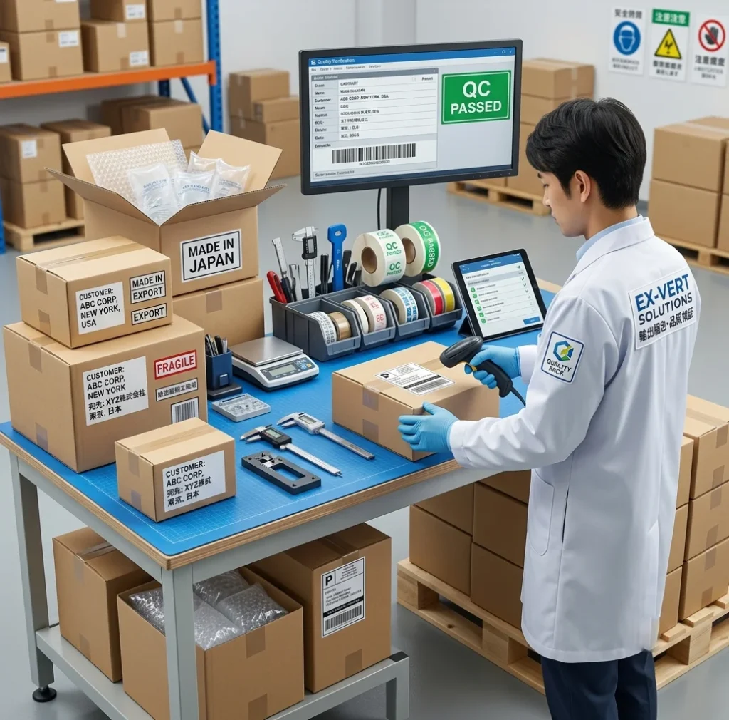 export packaging verification / logistics staging area / wholesale distribution facility