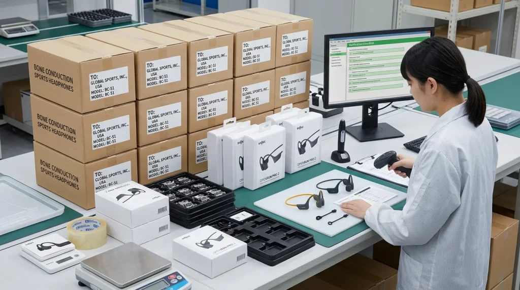 export packaging verification / logistics staging area / wholesale distribution facility