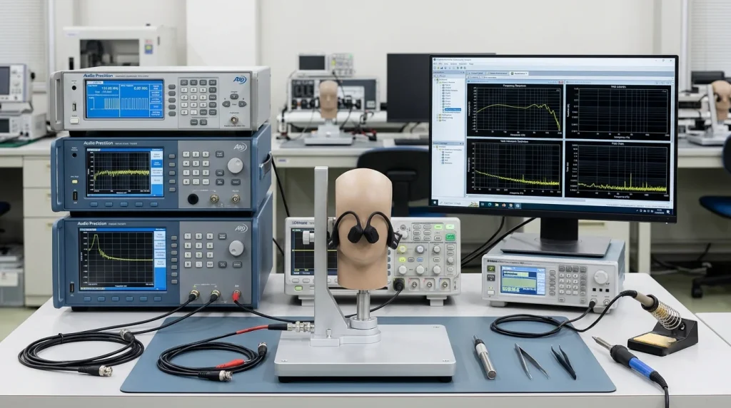precision electronic testing / hardware verification setup / laboratory inspection station