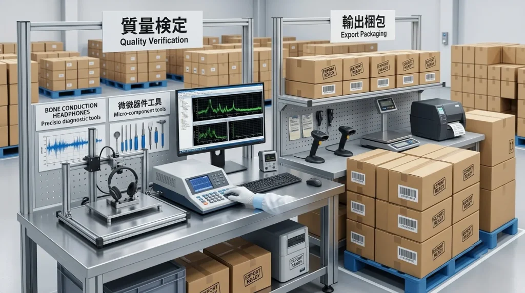 Export packaging verification / logistics staging area / wholesale distribution facility