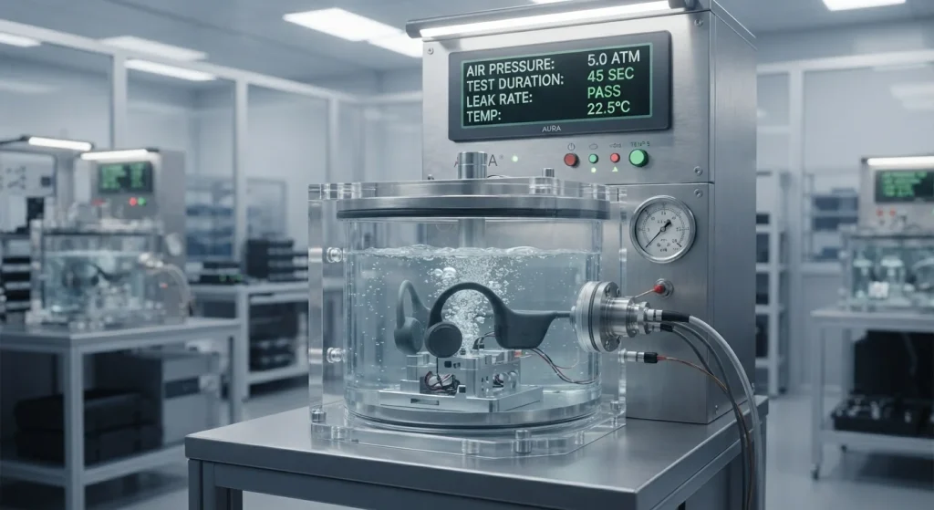 industrial aquatic headphone durability inspection and pressure testing