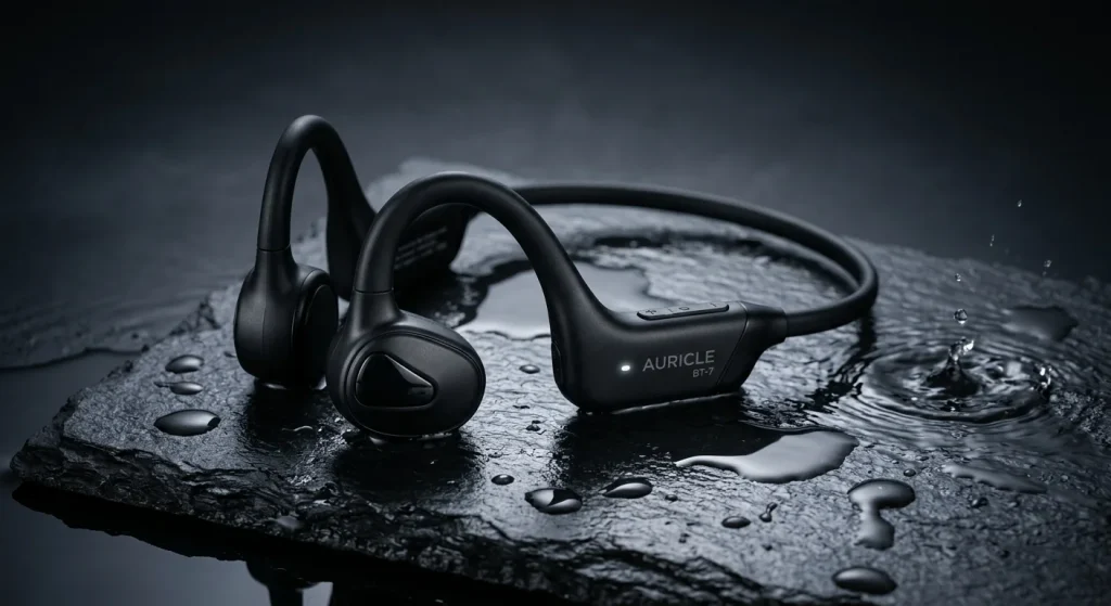Wireless open ear headset showcase engineered by an OEM bone conduction headphones manufacturer for international audio brands.