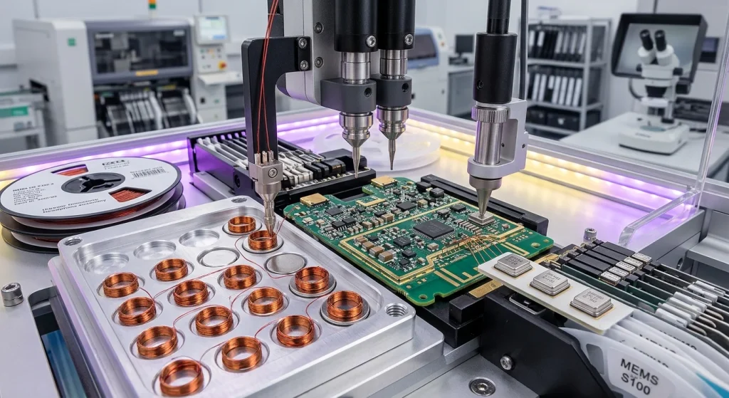 Tier 1 acoustic hardware assembly showing dynamic driver coils and circuit boards
